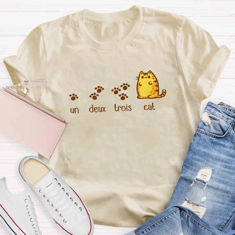 Un Deux Trois Cute Cat Teacher T-shirt