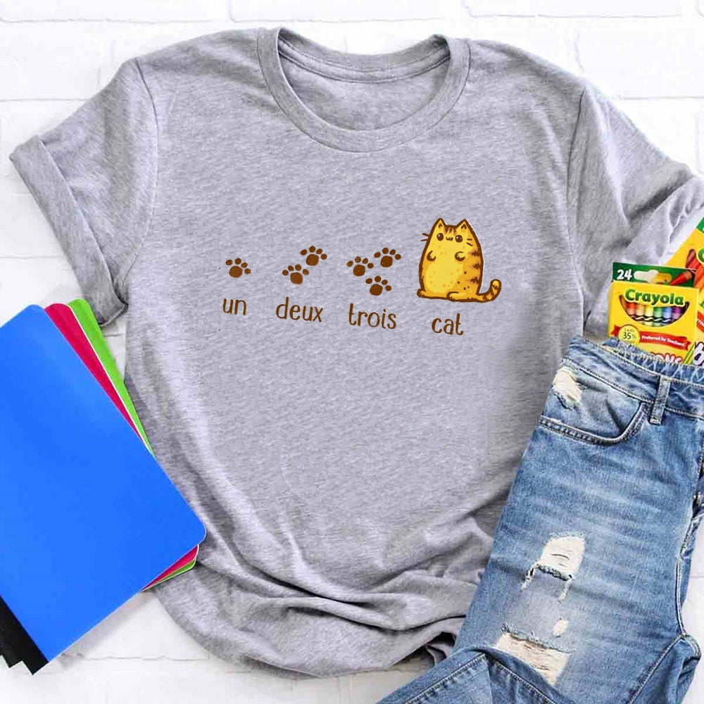 Un Deux Trois Cute Cat Teacher T-shirt