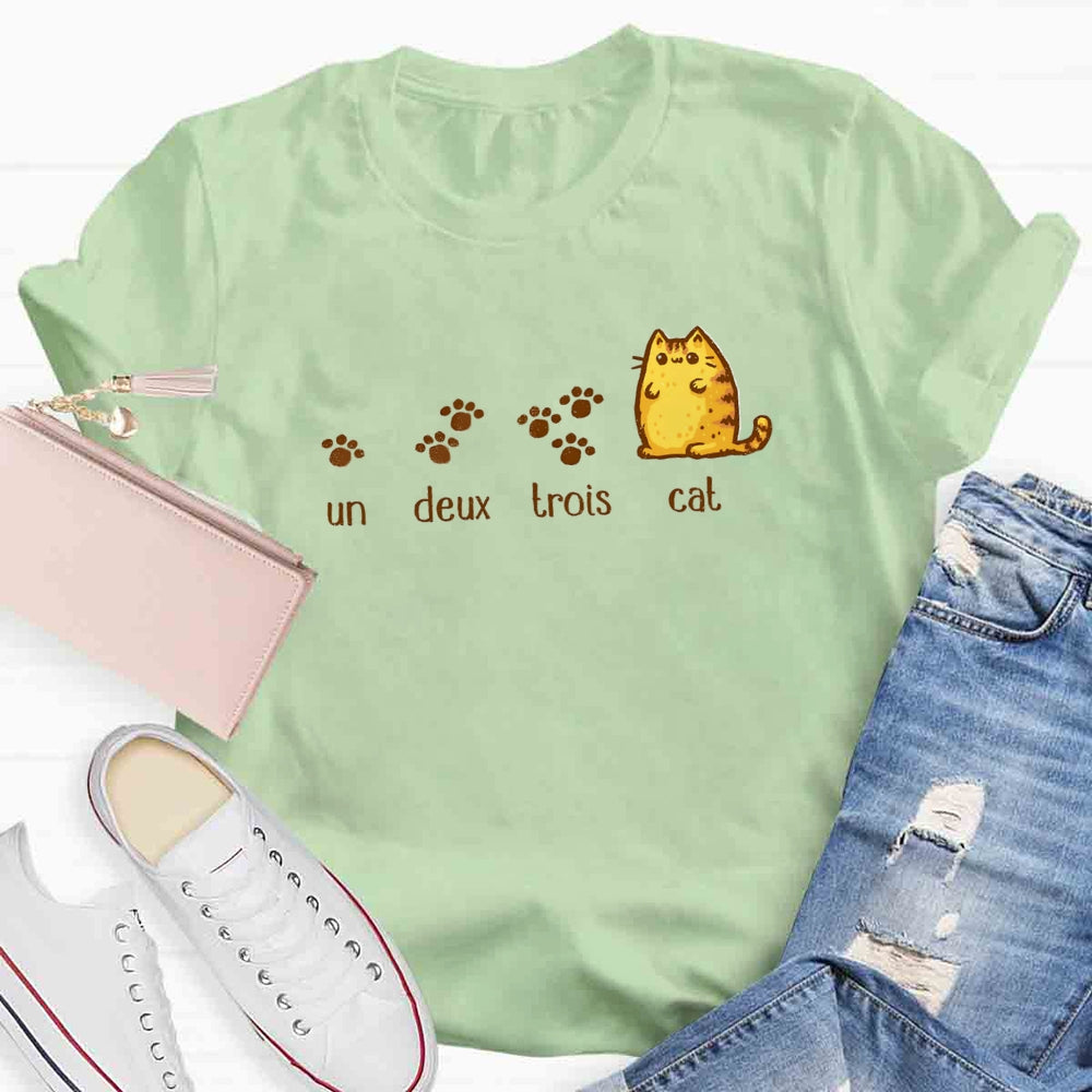 Un Deux Trois Cute Cat Teacher T-shirt