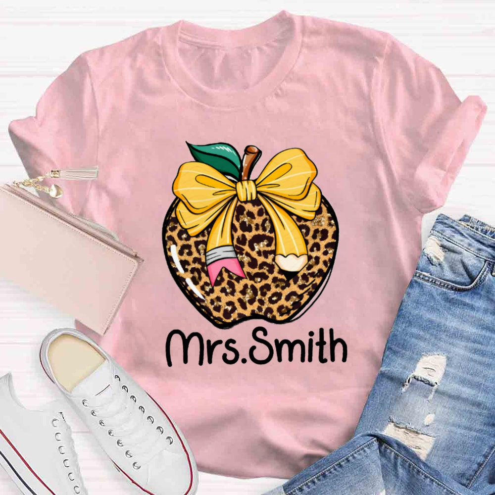 Personalized Name Leopard Apple T-shirt