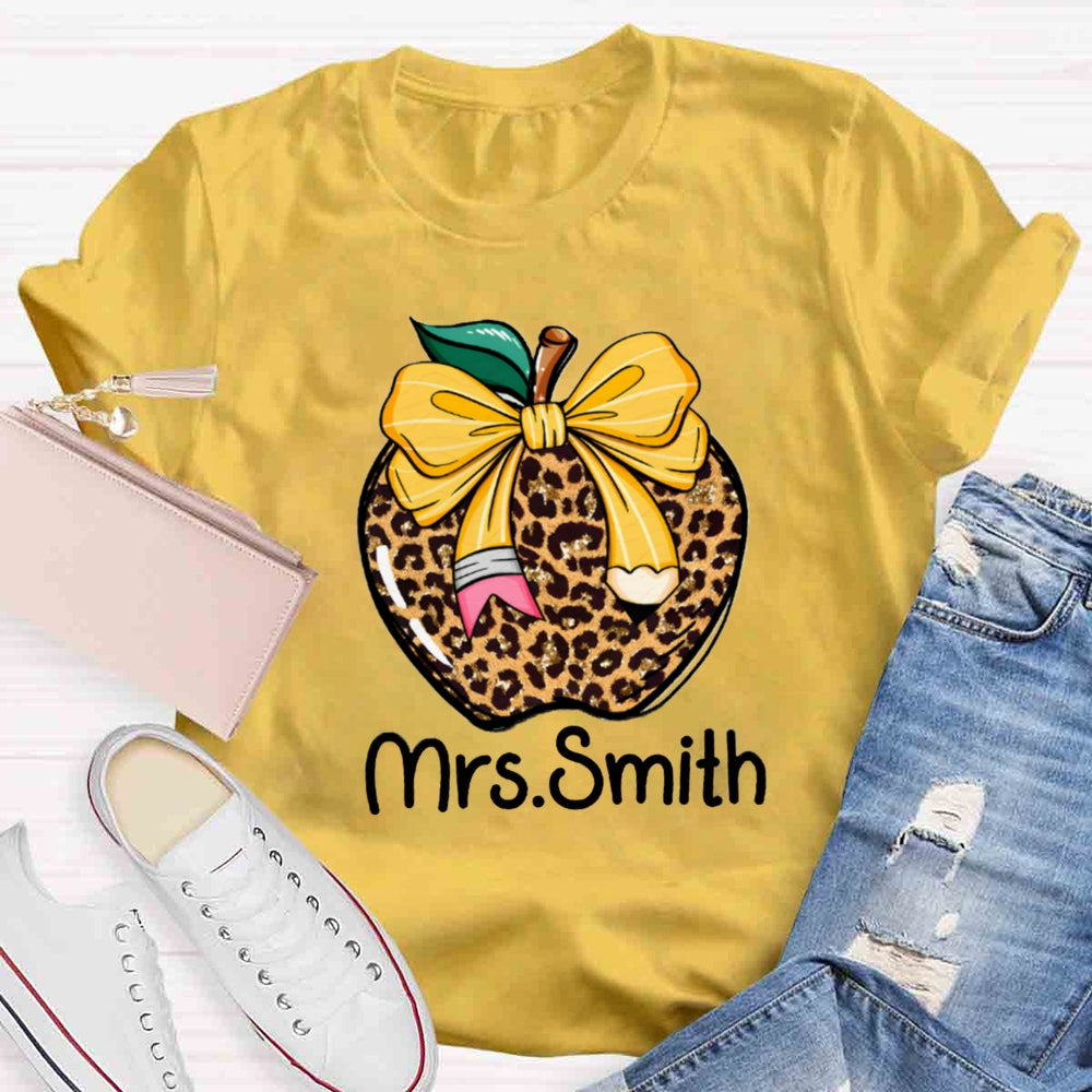 Personalized Name Leopard Apple T-shirt