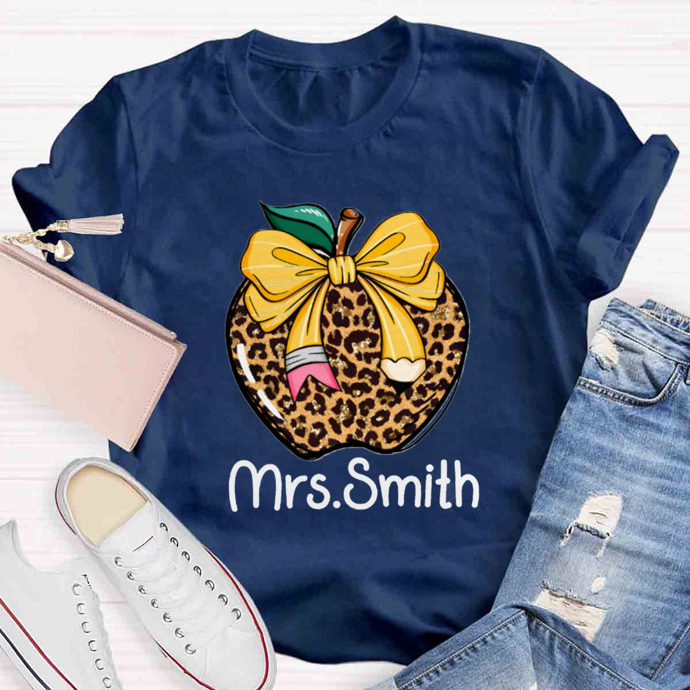 Personalized Name Leopard Apple T-shirt