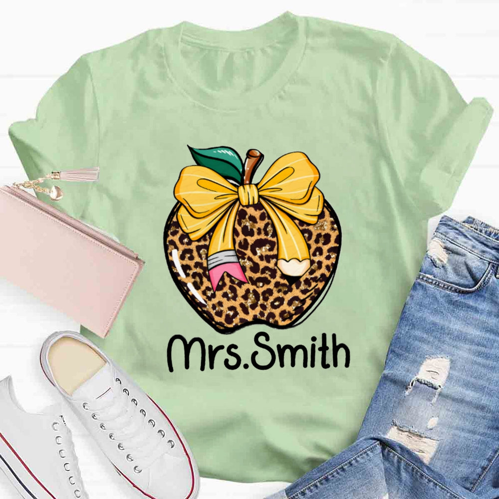 Personalized Name Leopard Apple T-shirt