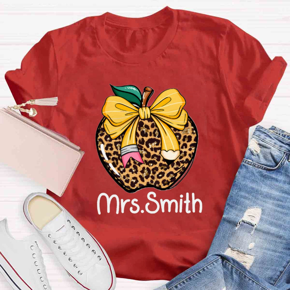 Personalized Name Leopard Apple T-shirt