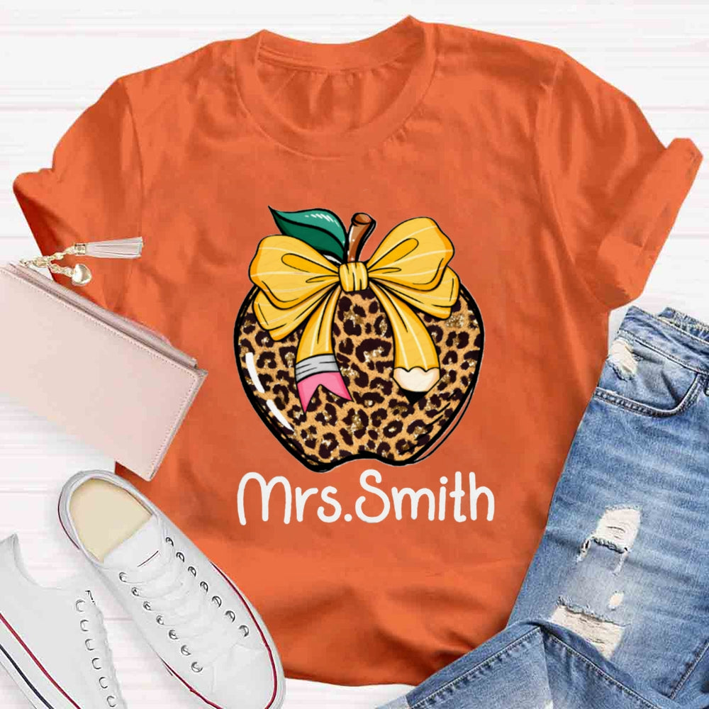 Personalized Name Leopard Apple T-shirt