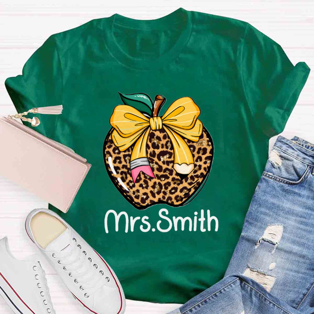 Personalized Name Leopard Apple T-shirt