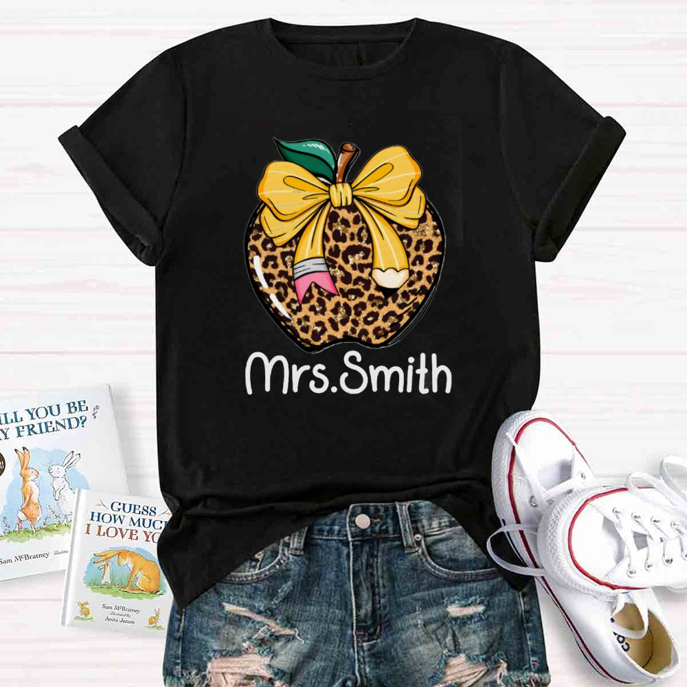 Personalized Name Leopard Apple T-shirt