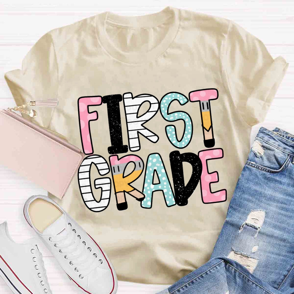 Personalized Grade Pink First Grade T-shirt