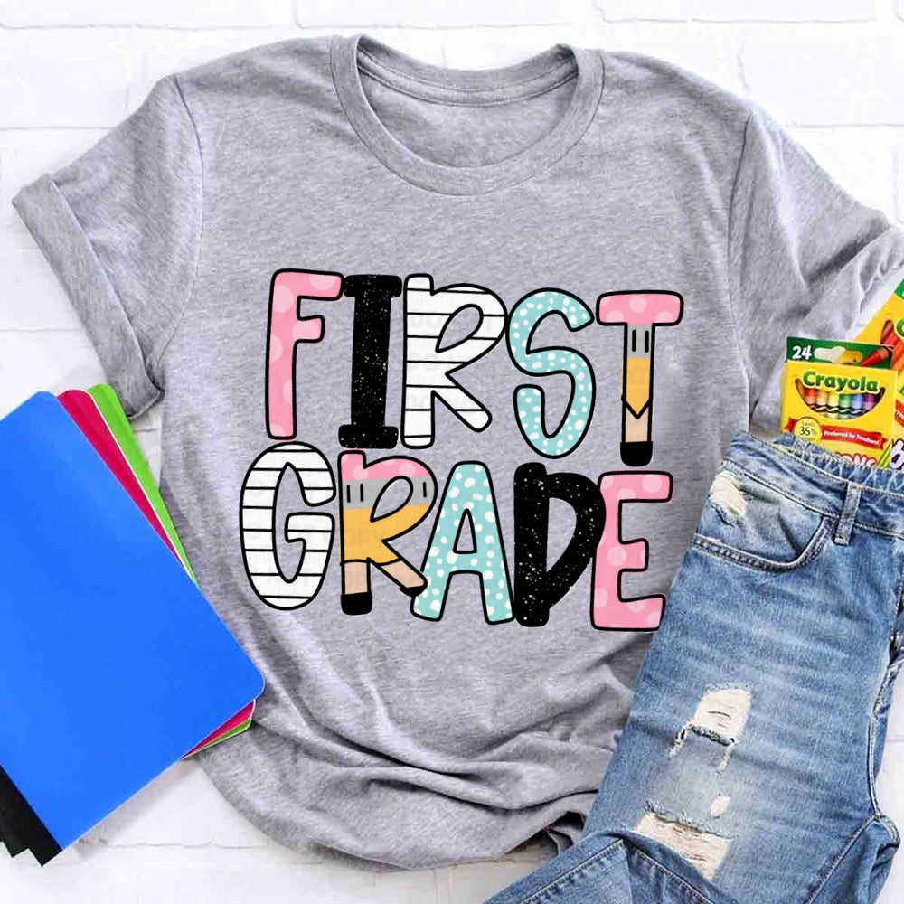 Personalized Grade Pink First Grade T-shirt