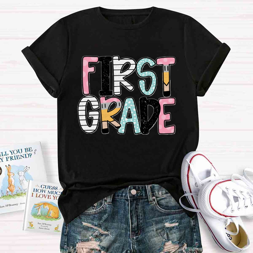 Personalized Grade Pink First Grade T-shirt