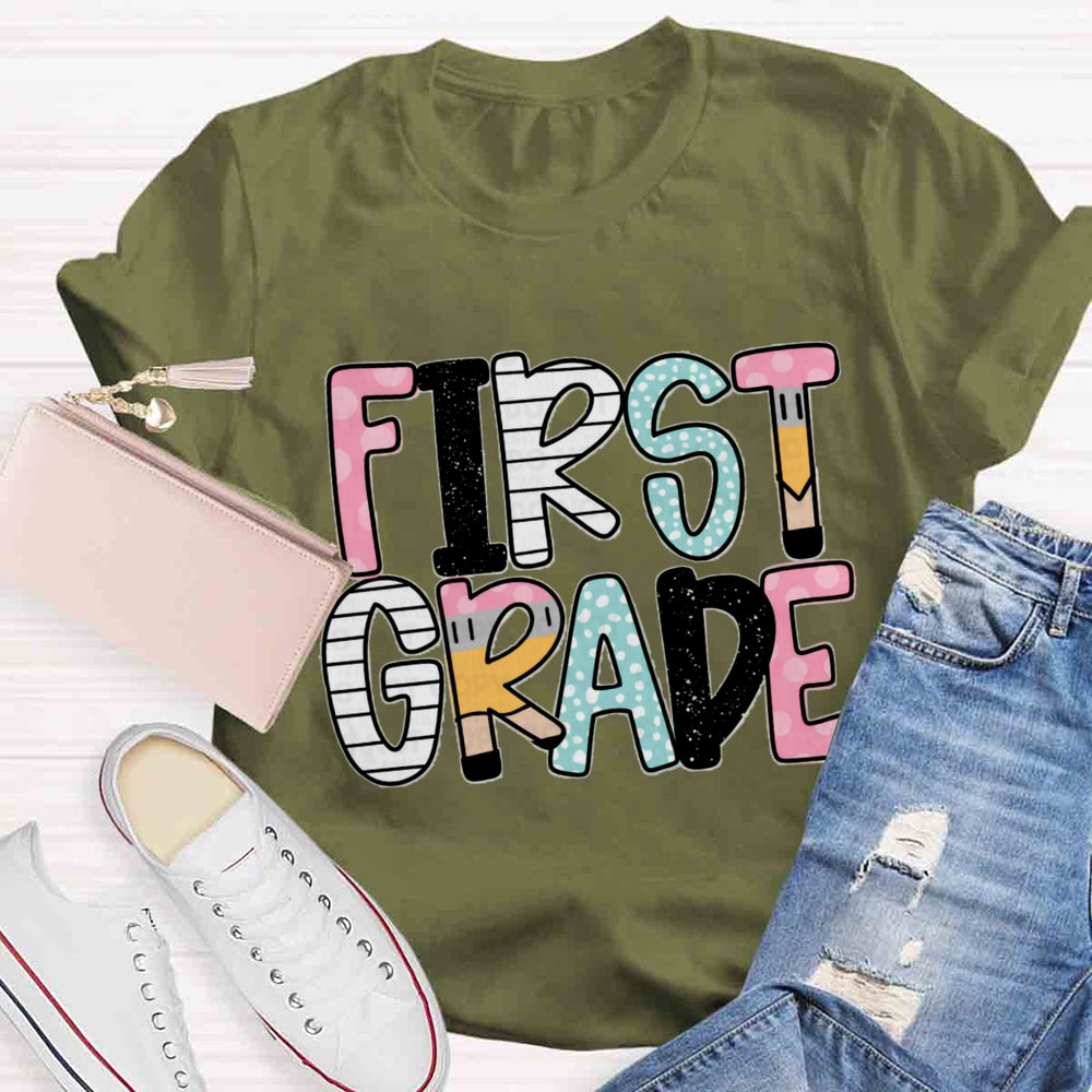 Personalized Grade Pink First Grade T-shirt