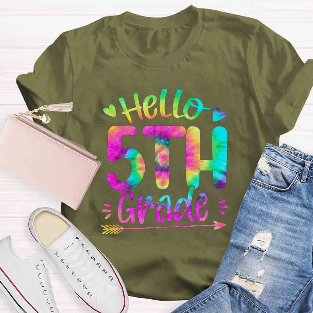Personalized Grade Colorful Letter Hello 5th Grade T-shirt