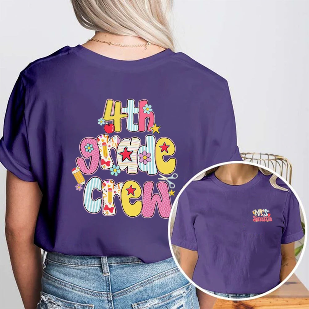 Personalized Grade And Name 4th Grade Crew T-shirt