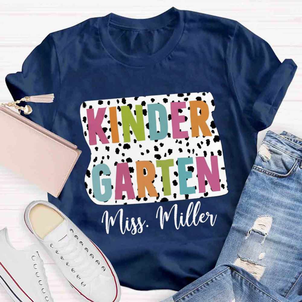 Personalized Grade And Name Dot Printed Teacher T-shirt