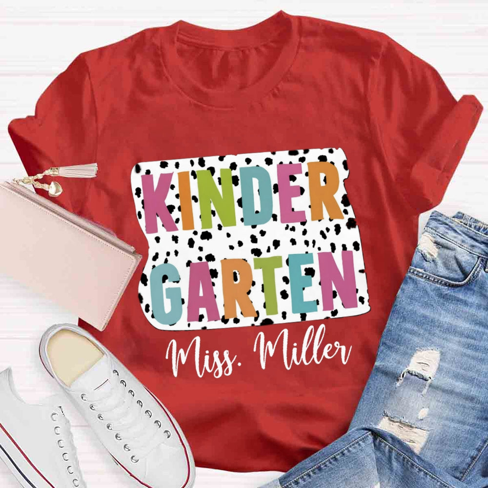 Personalized Grade And Name Dot Printed Teacher T-shirt