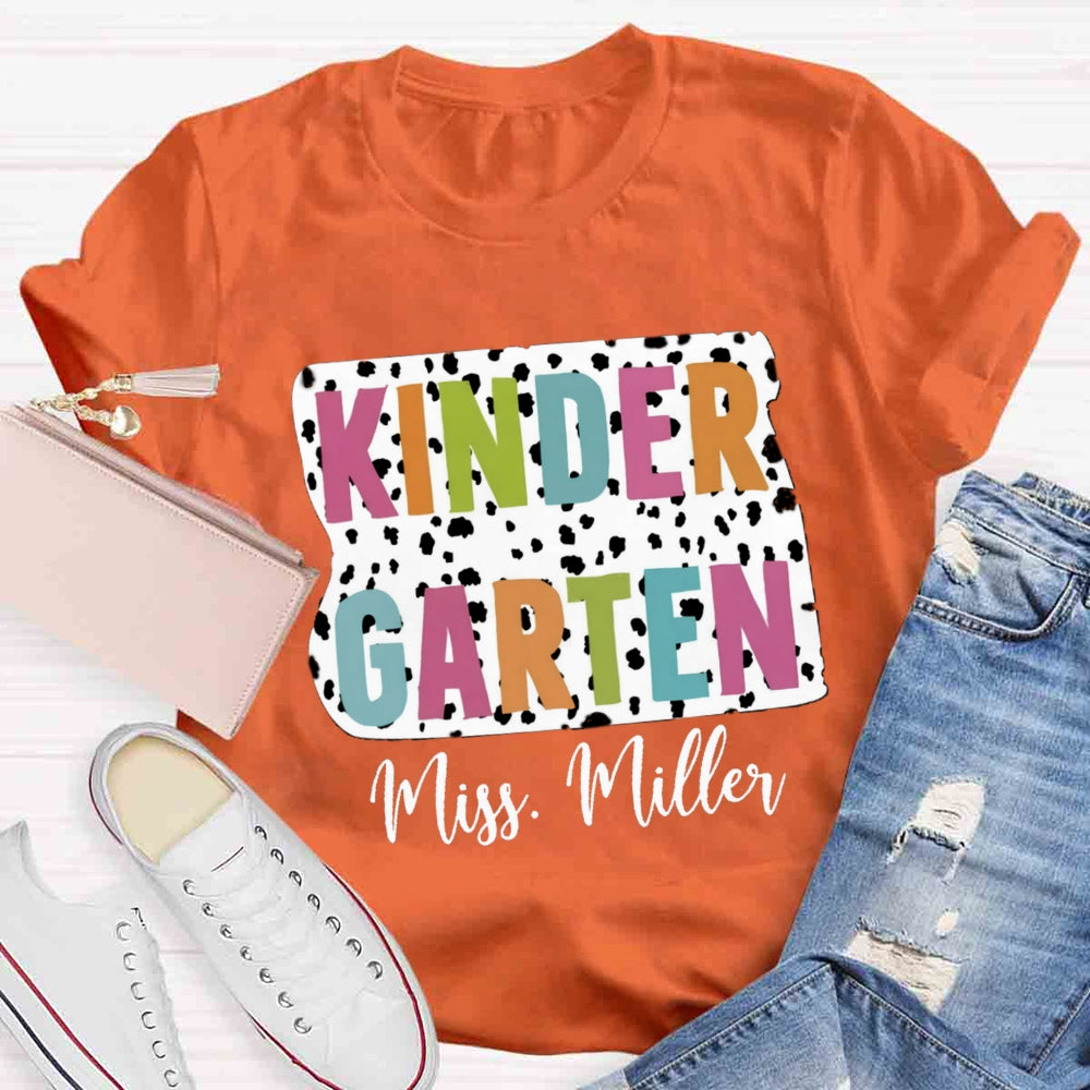 Personalized Grade And Name Dot Printed Teacher T-shirt