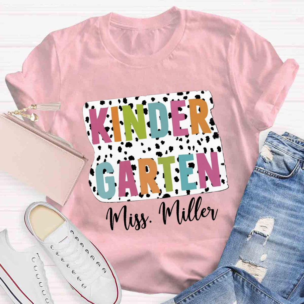 Personalized Grade And Name Dot Printed Teacher T-shirt