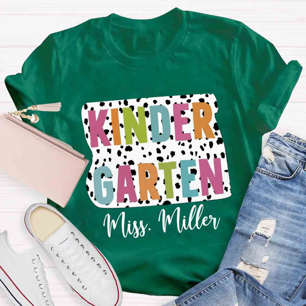 Personalized Grade And Name Dot Printed Teacher T-shirt