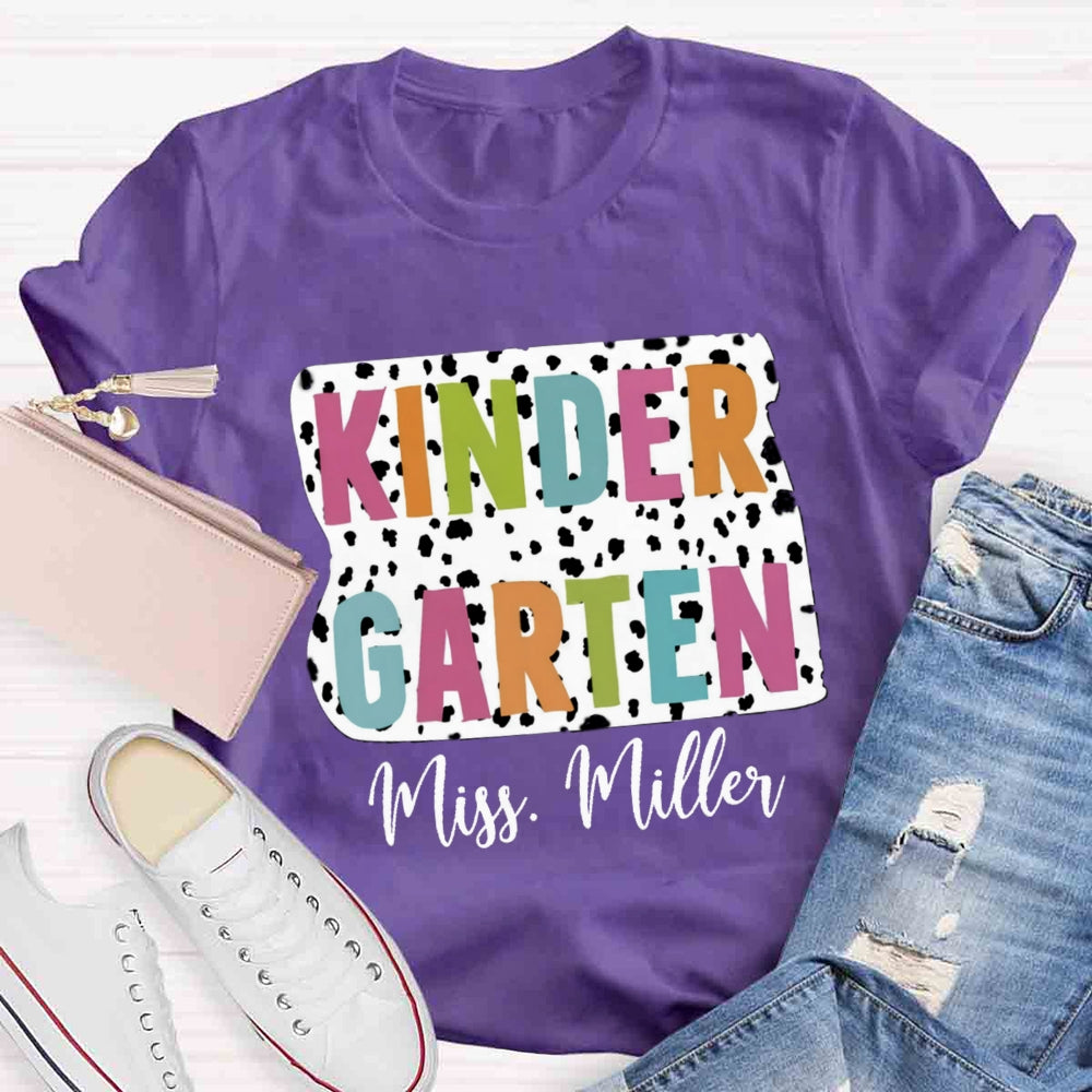 Personalized Grade And Name Dot Printed Teacher T-shirt