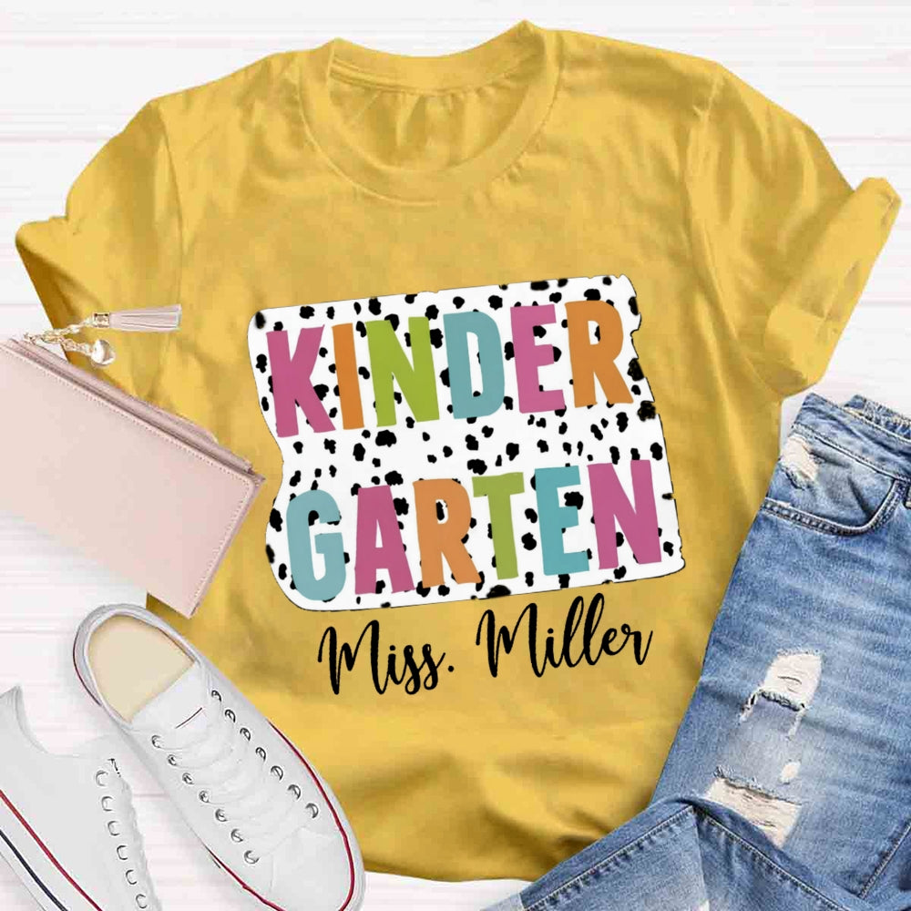 Personalized Grade And Name Dot Printed Teacher T-shirt