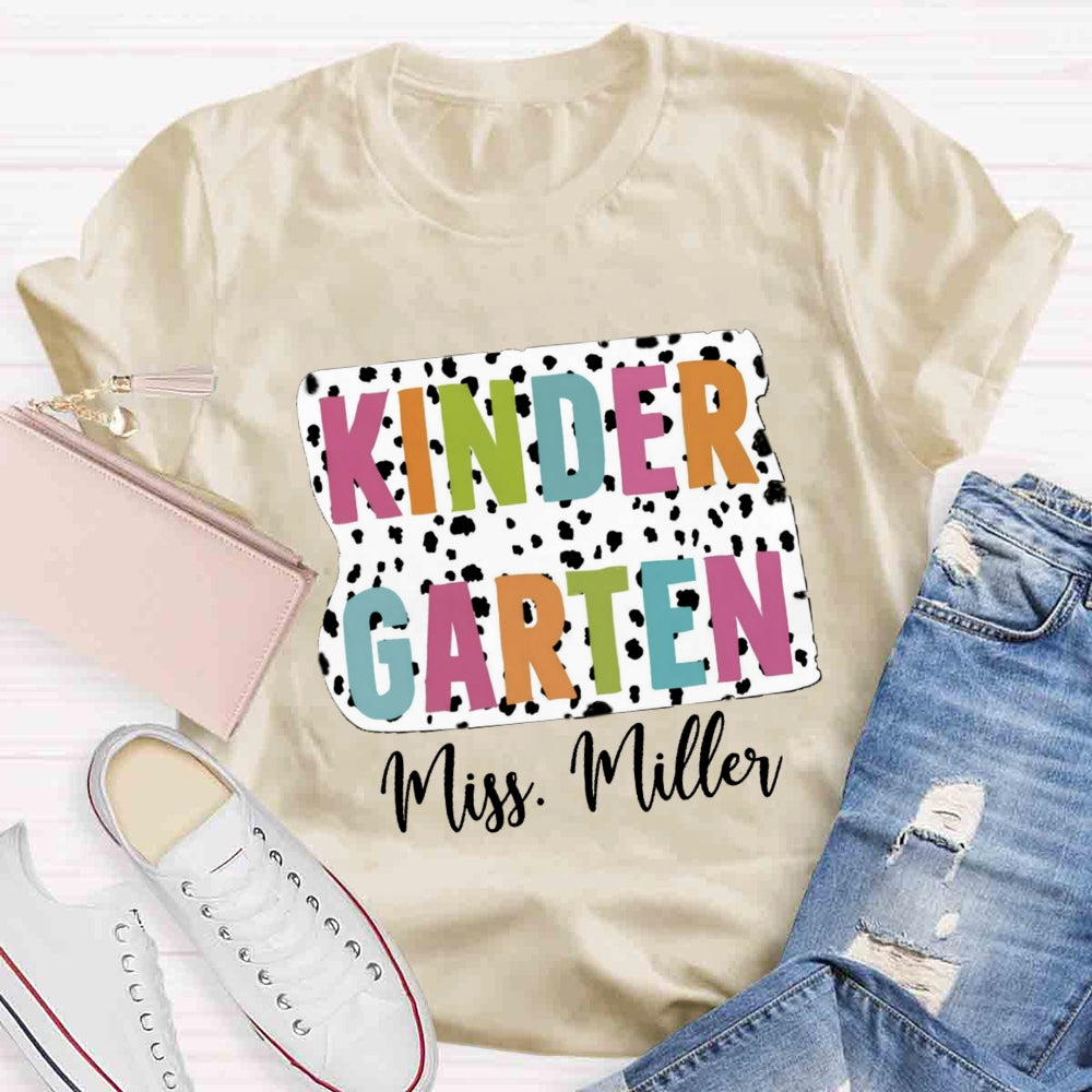 Personalized Grade And Name Dot Printed Teacher T-shirt