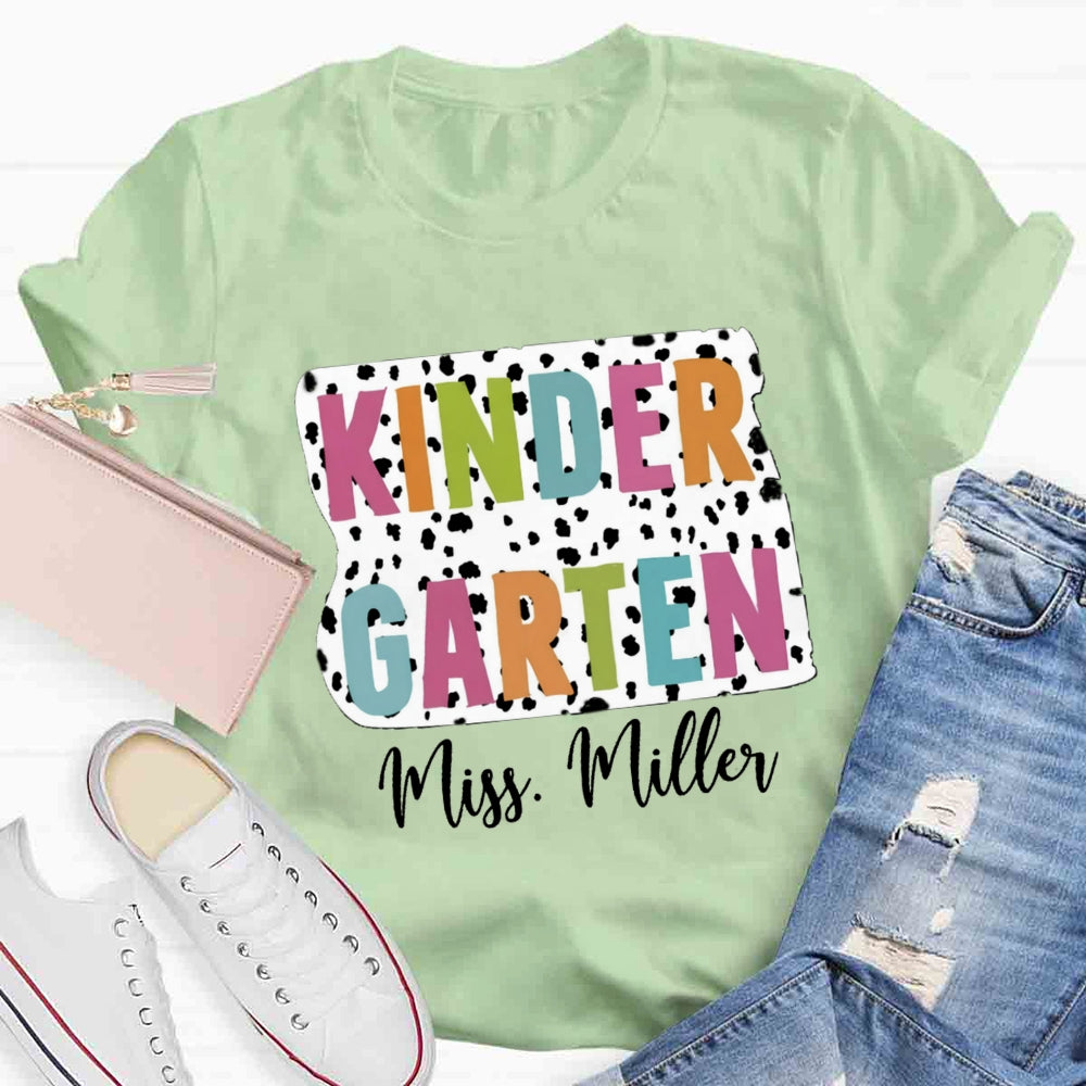 Personalized Grade And Name Dot Printed Teacher T-shirt