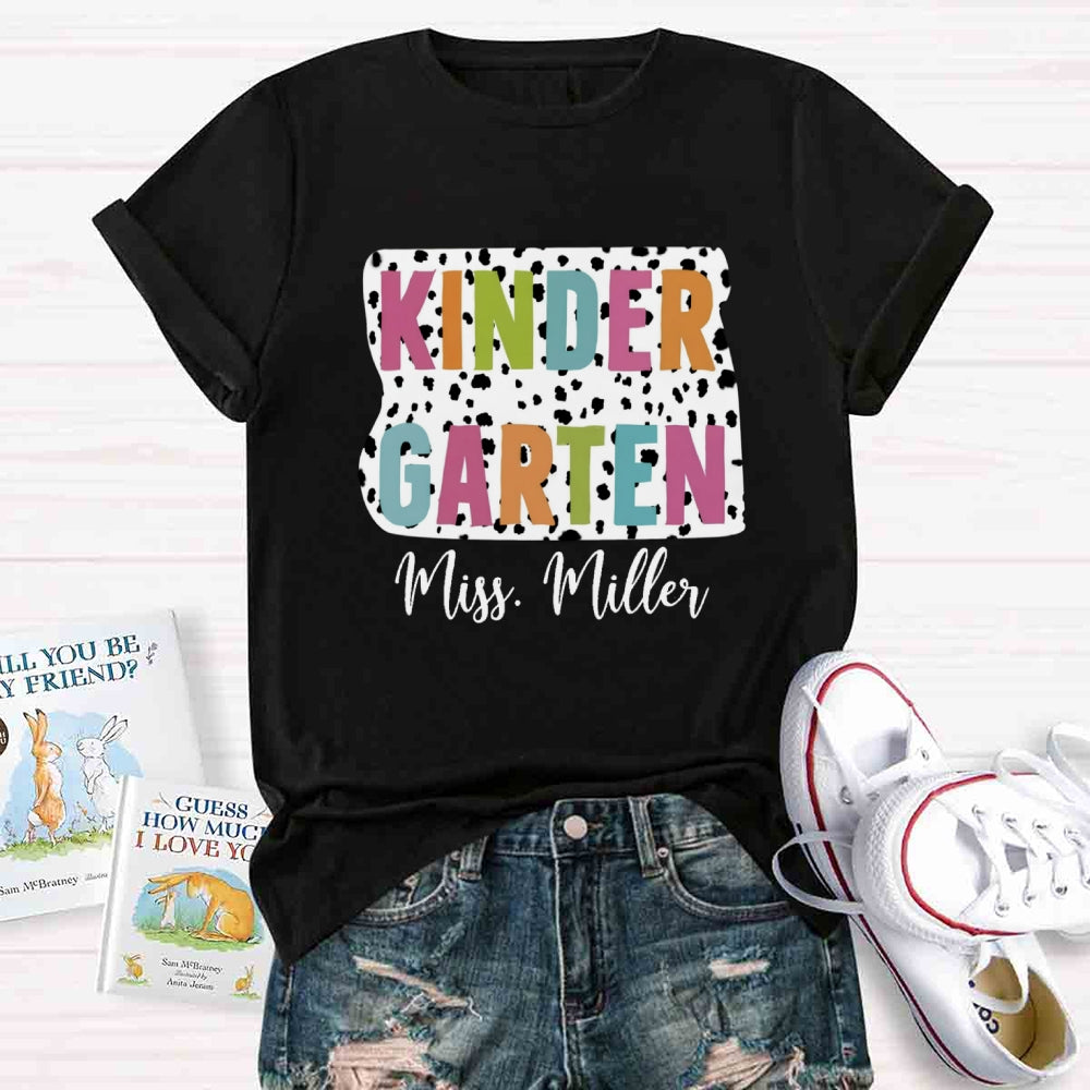 Personalized Grade And Name Dot Printed Teacher T-shirt
