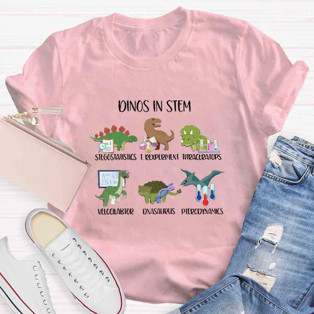 Dinos In Stem Funny Lab Science Teacher T-Shirt