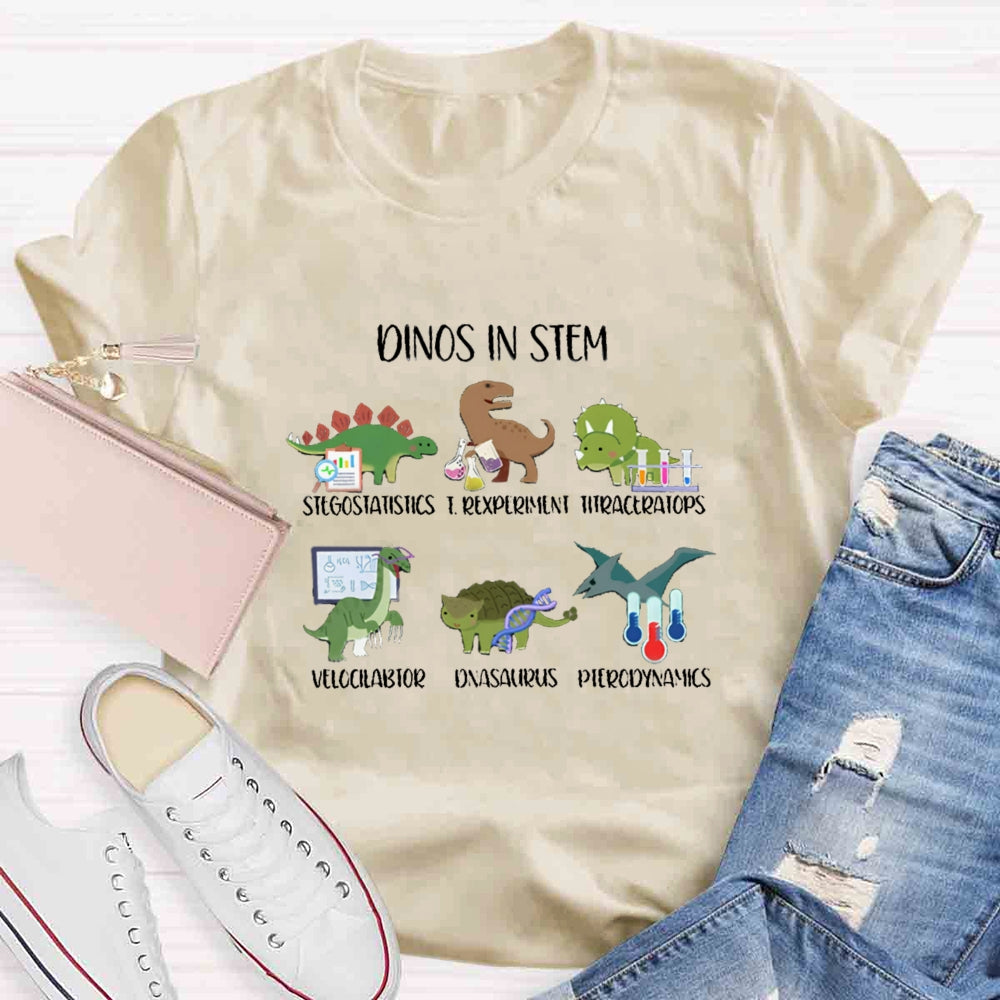 Dinos In Stem Funny Lab Science Teacher T-Shirt