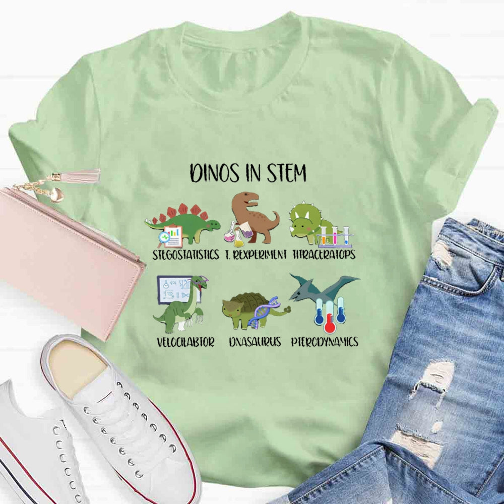 Dinos In Stem Funny Lab Science Teacher T-Shirt