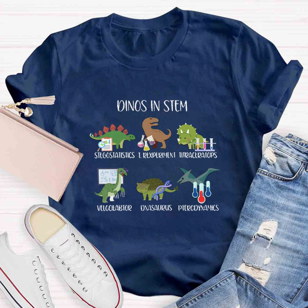 Dinos In Stem Funny Lab Science Teacher T-Shirt