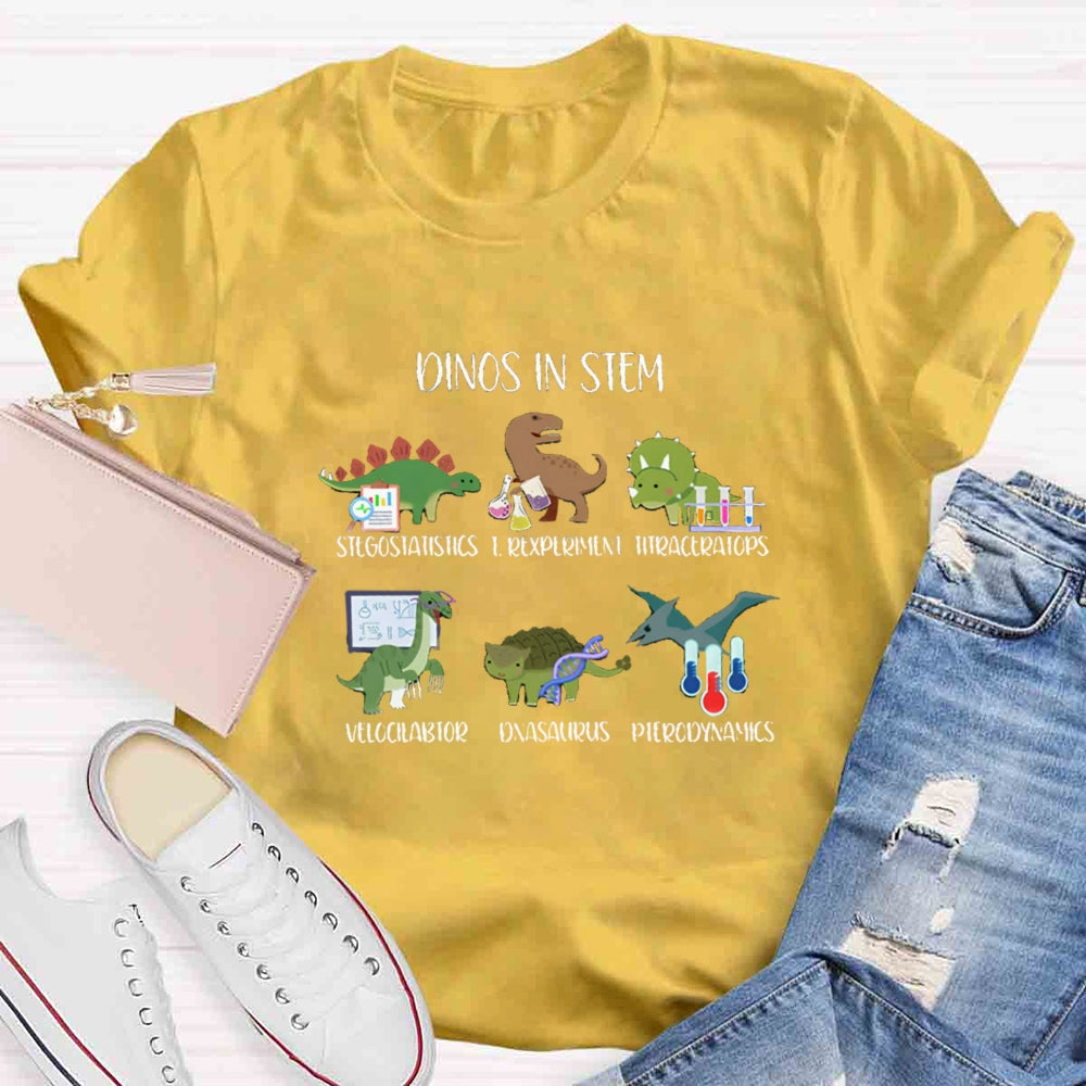 Dinos In Stem Funny Lab Science Teacher T-Shirt