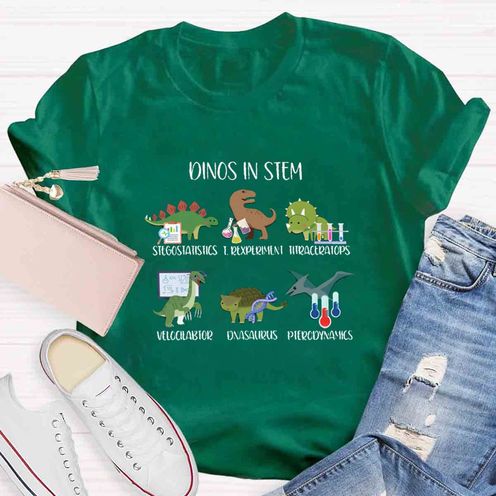 Dinos In Stem Funny Lab Science Teacher T-Shirt