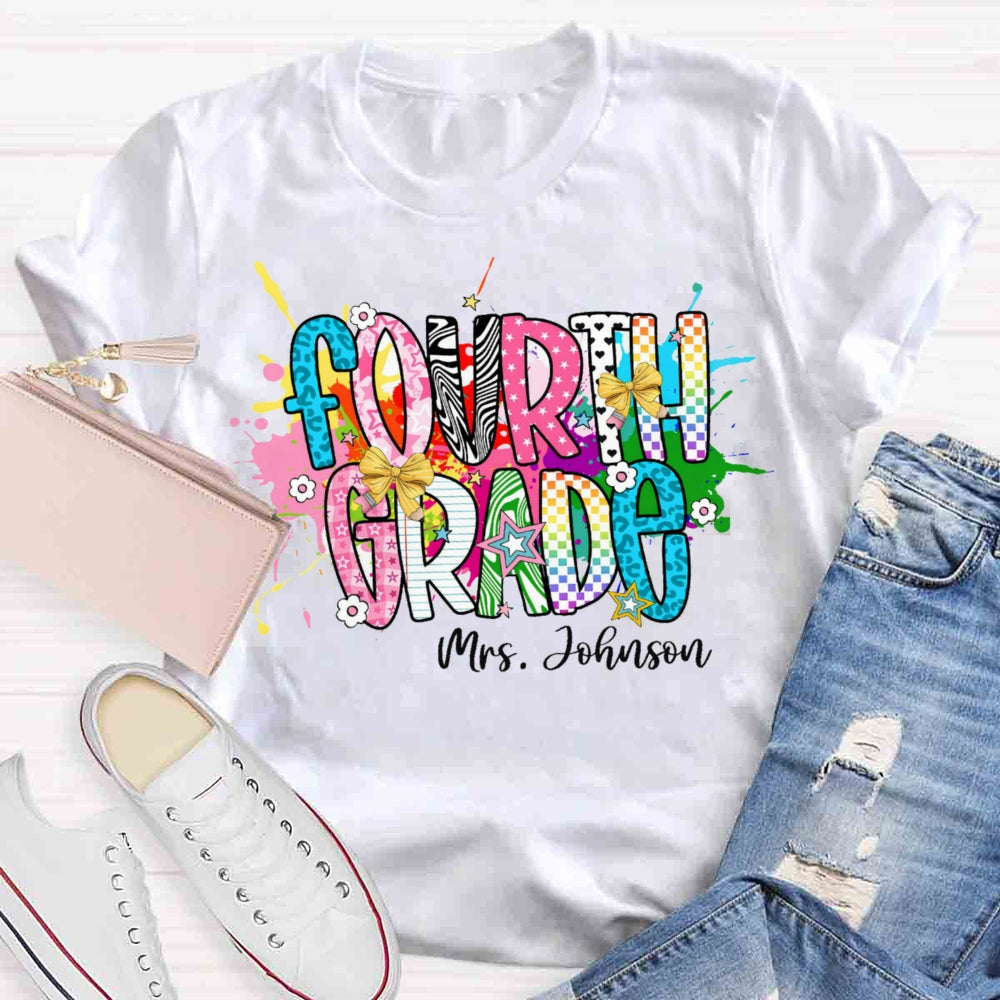 Personalized Name And Grade Fancy T-shirt