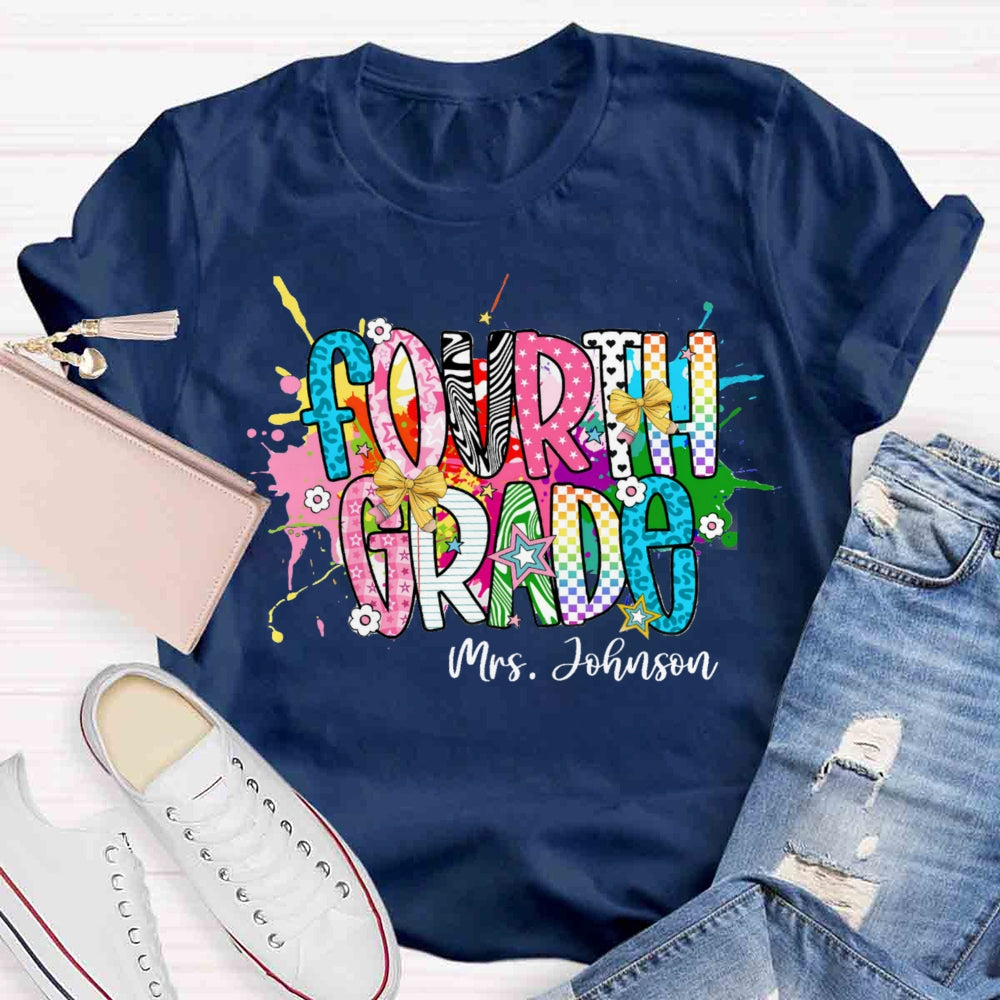 Personalized Name And Grade Fancy T-shirt