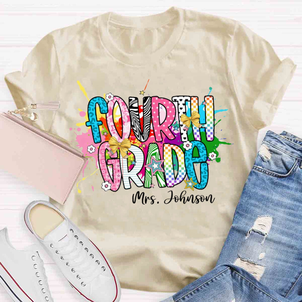 Personalized Name And Grade Fancy T-shirt