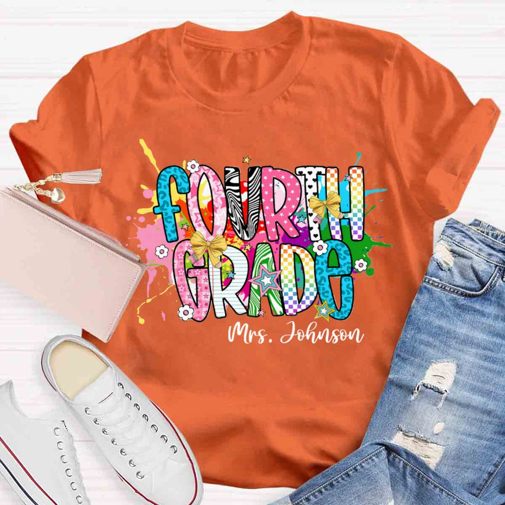Personalized Name And Grade Fancy T-shirt