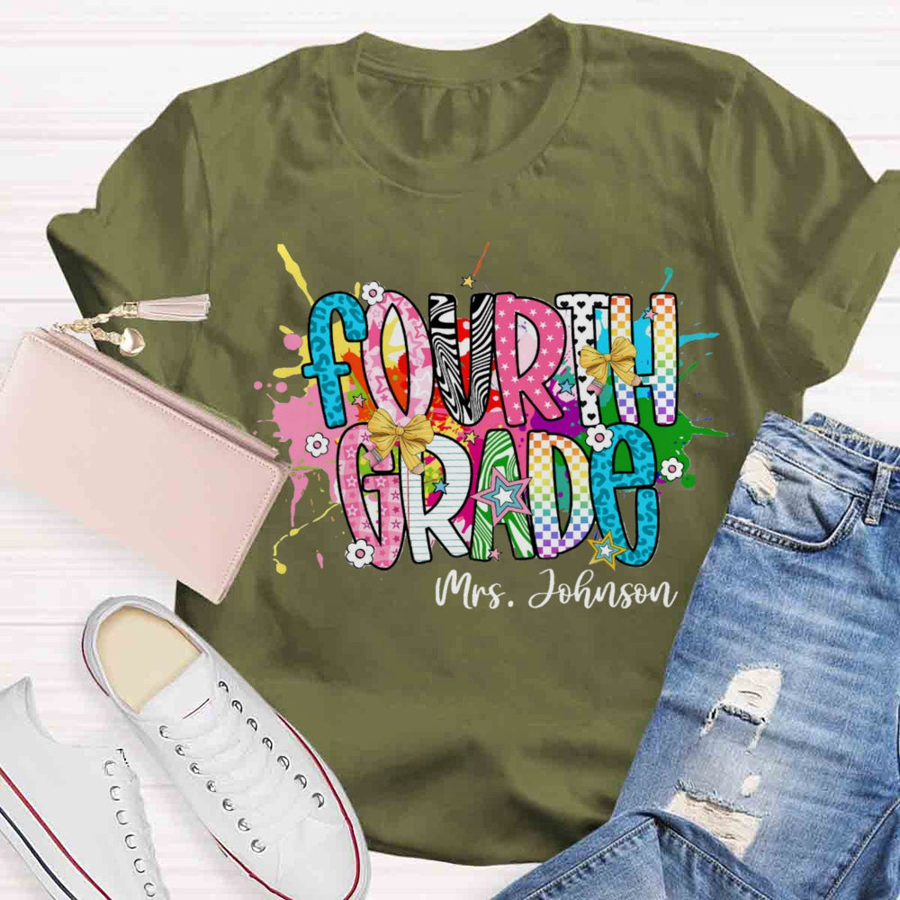 Personalized Name And Grade Fancy T-shirt