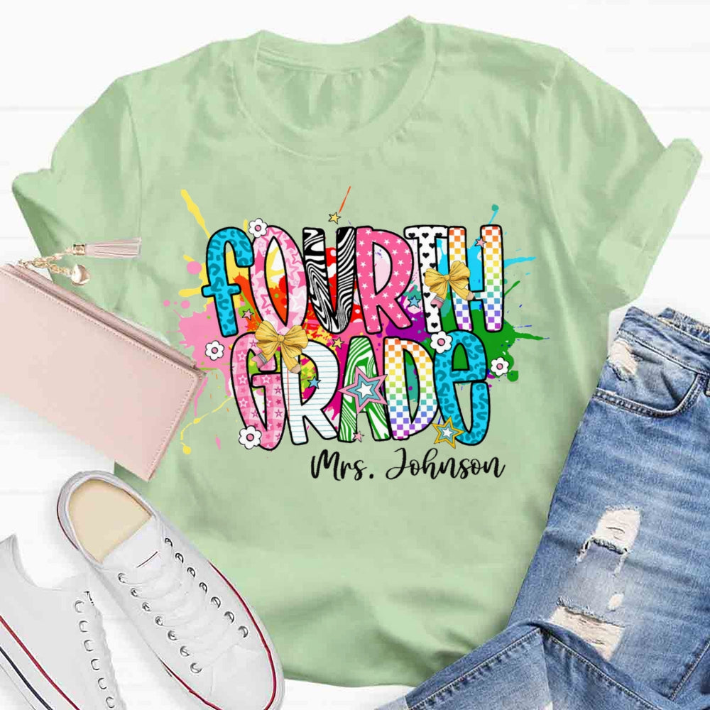 Personalized Name And Grade Fancy T-shirt