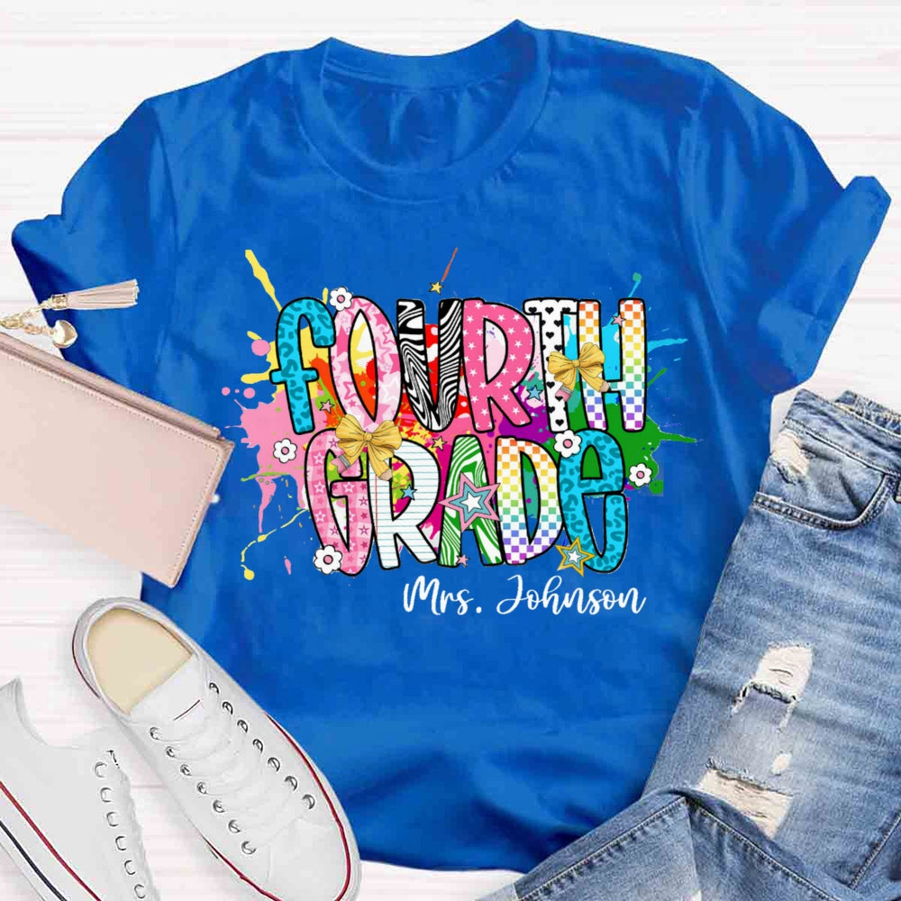 Personalized Name And Grade Fancy T-shirt