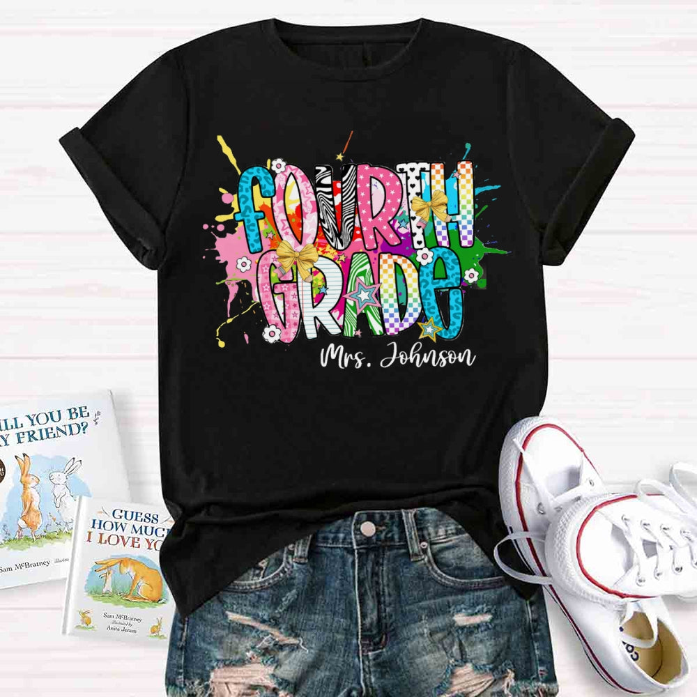 Personalized Name And Grade Fancy T-shirt