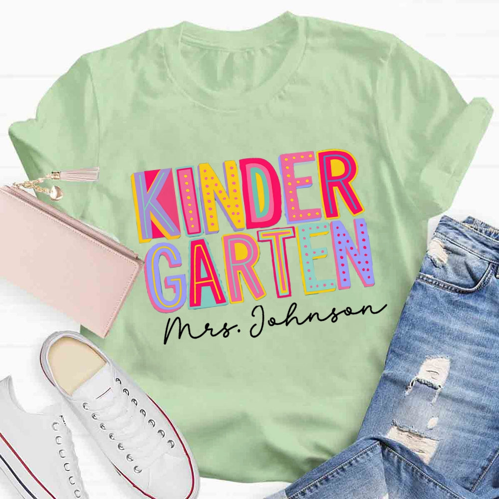 Personalized Grade And Name Colorful Contrasting Letter design T-shirt