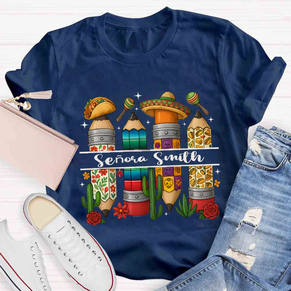 Personalized Name Cinco De Mayo Spanish Teacher T-Shirt