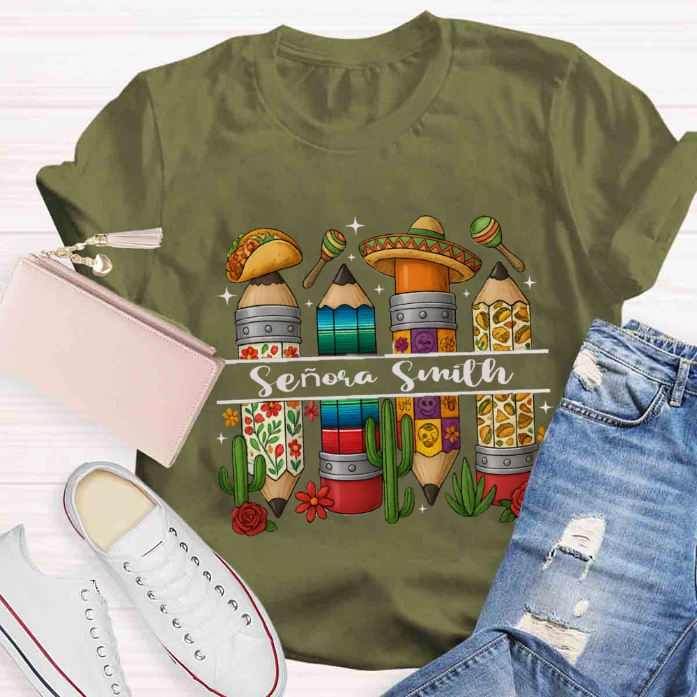 Personalized Name Cinco De Mayo Spanish Teacher T-Shirt