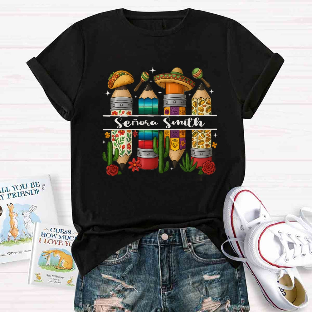 Personalized Name Cinco De Mayo Spanish Teacher T-Shirt