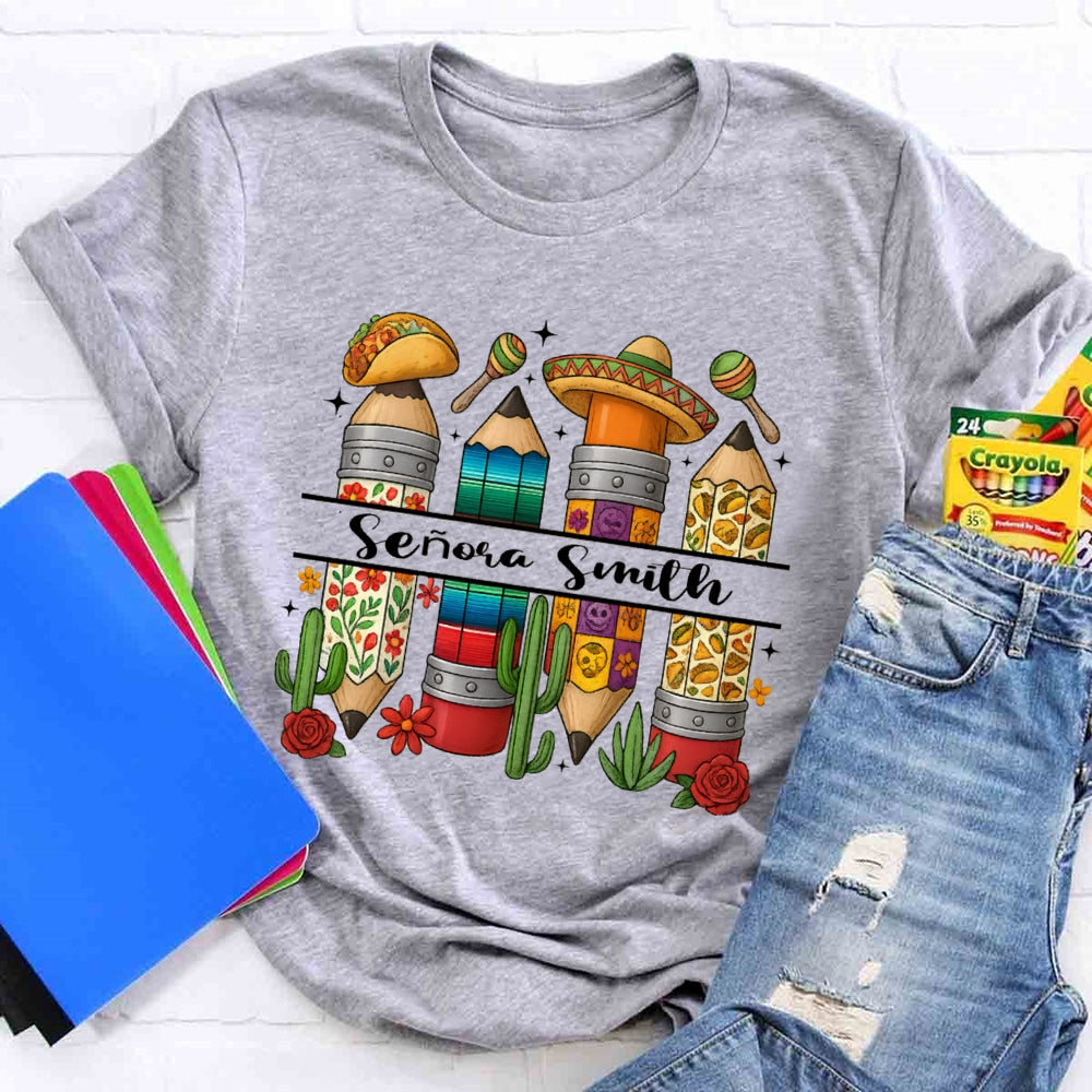 Personalized Name Cinco De Mayo Spanish Teacher T-Shirt