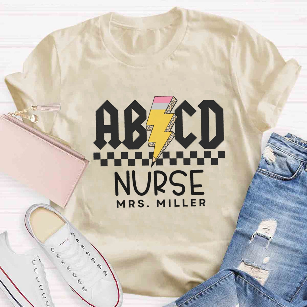 Personalized Name Nurse Letter Patterns T-shirt
