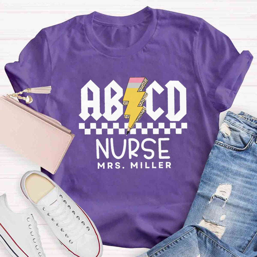 Personalized Name Nurse Letter Patterns T-shirt