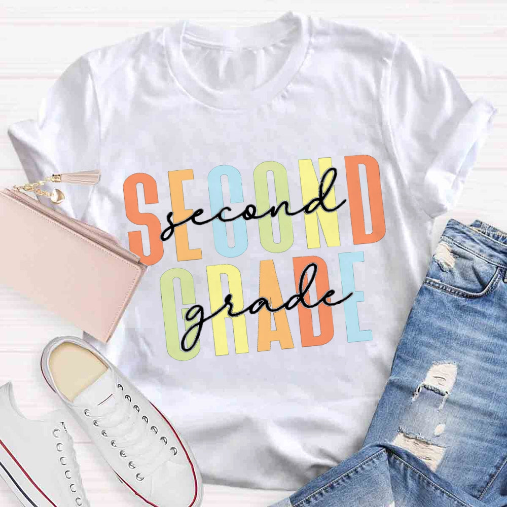 Personalized Grade Colored Letters T-shirt
