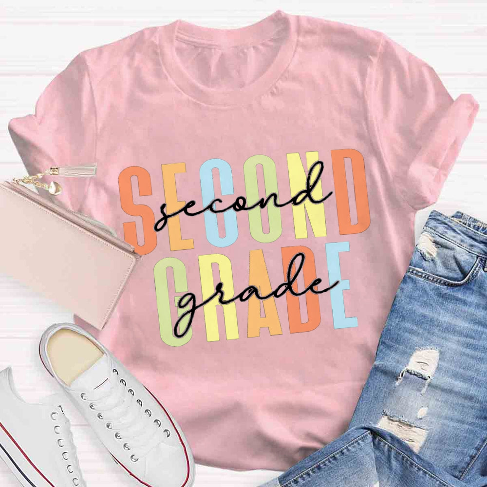 Personalized Grade Colored Letters T-shirt
